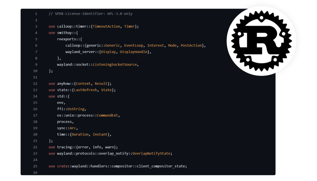 Screenshot of COSMIC code built in Rust