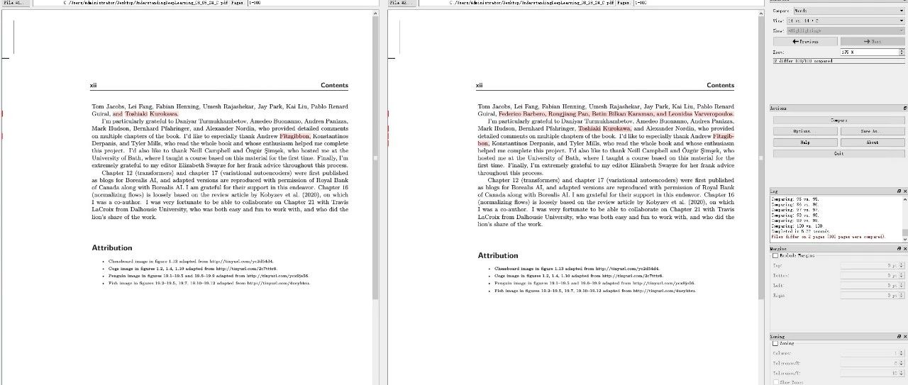 比较两个相似 PDF 文件的内容差异