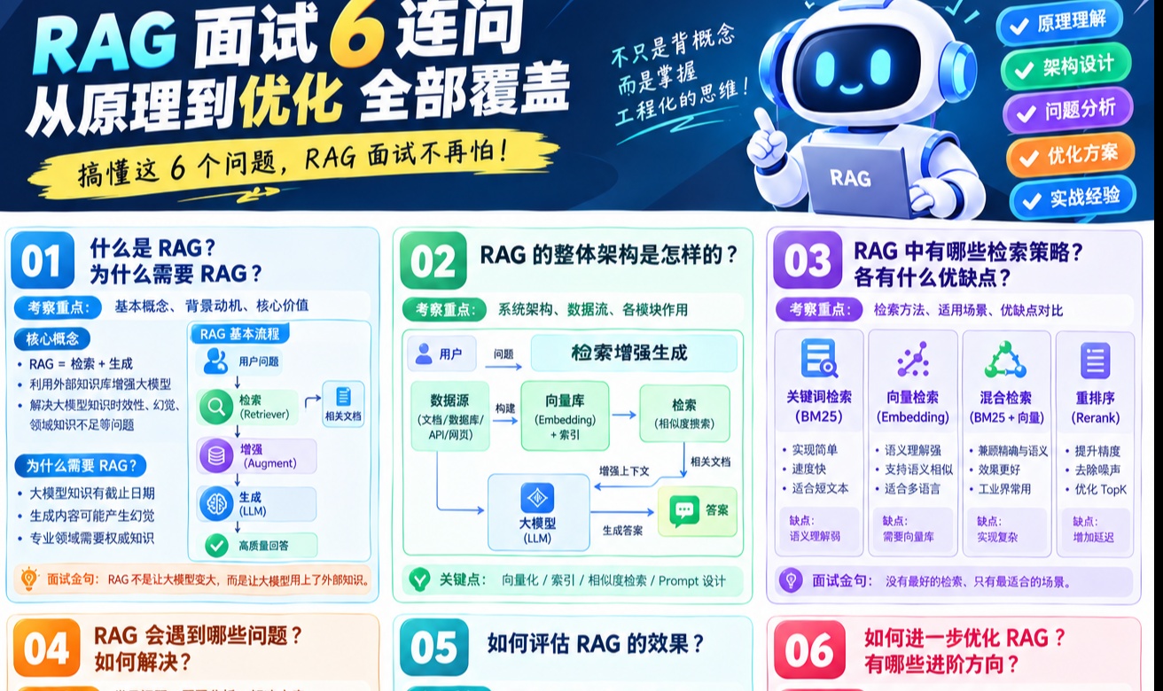 RAG 面试 6 连问，从原理到优化全部覆盖