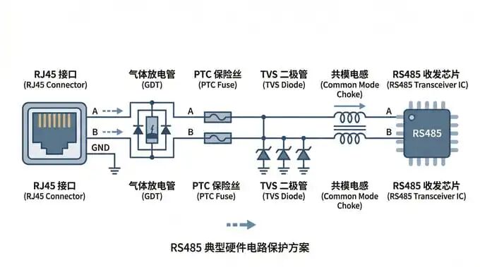 RS485硬件保护电路图