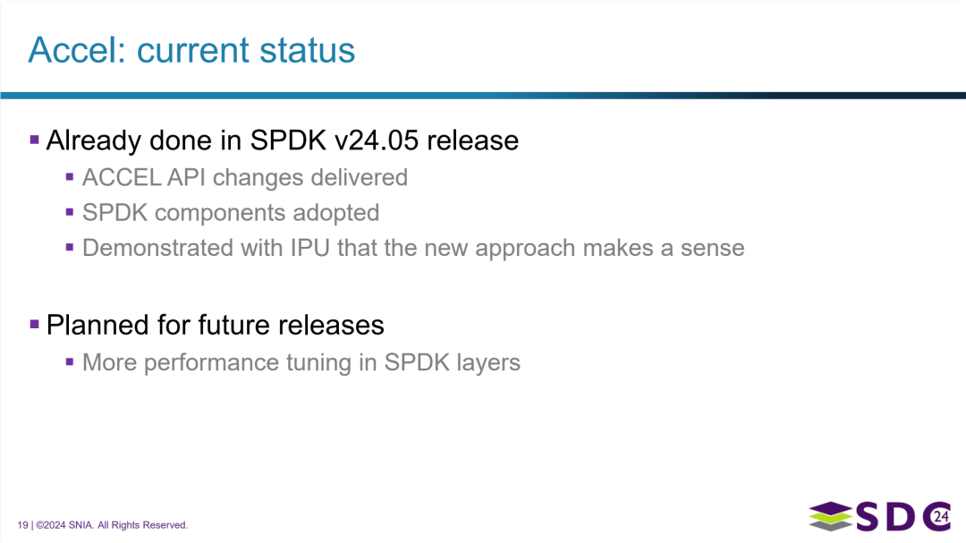 SPDK 加速框架的开发进展和后续工作重点