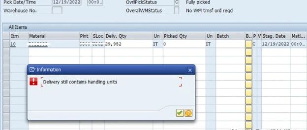 SAP 交货单与HU指派关系数据不一致问题的解决方案