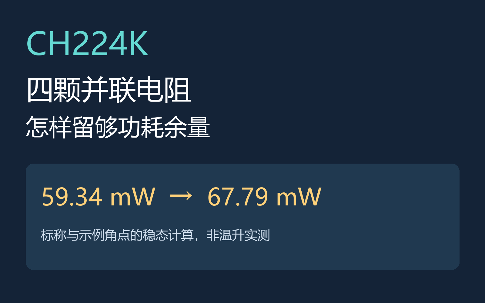 CH224K四颗并联电阻怎样留够功耗余量