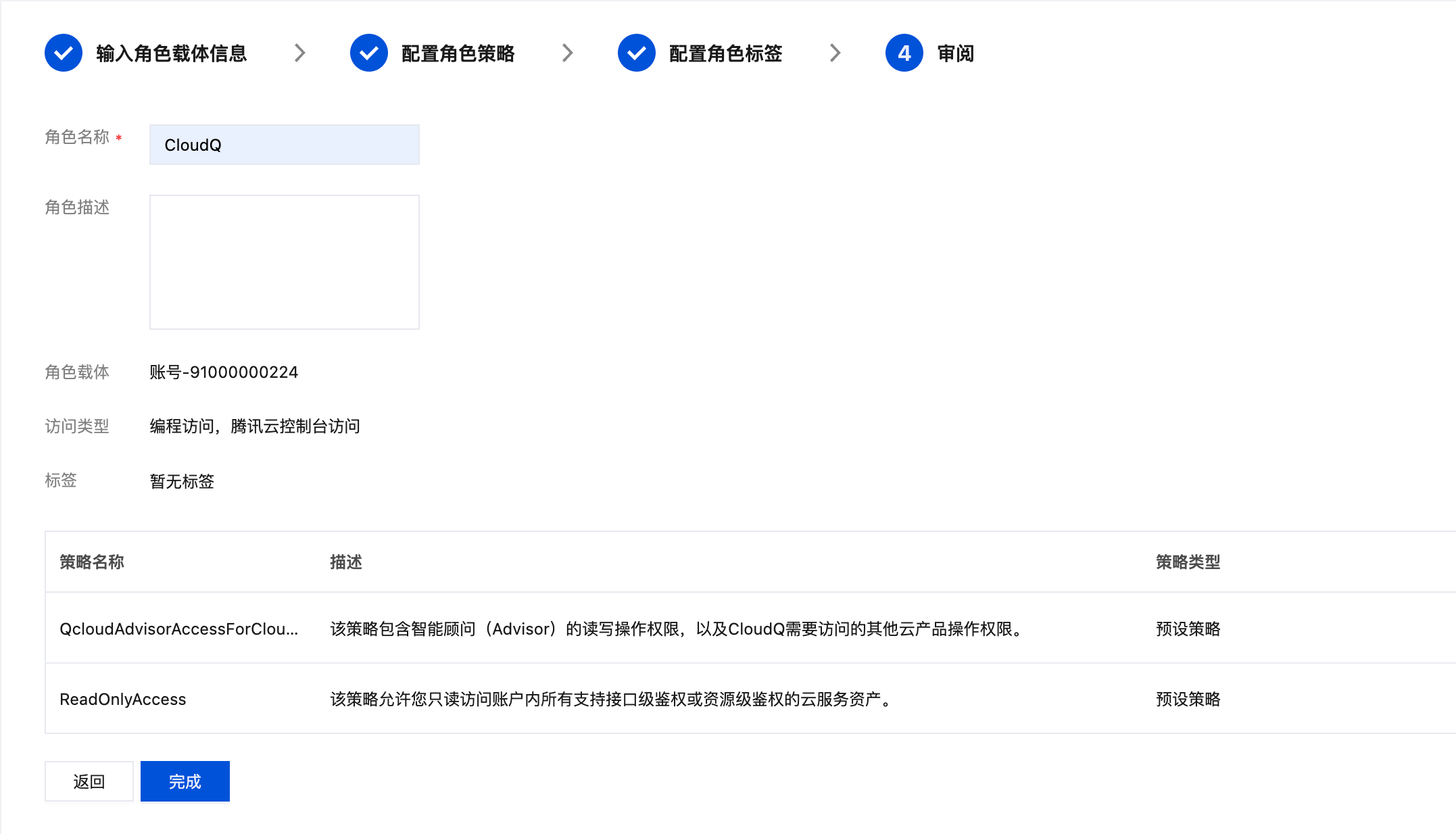 审阅角色配置信息