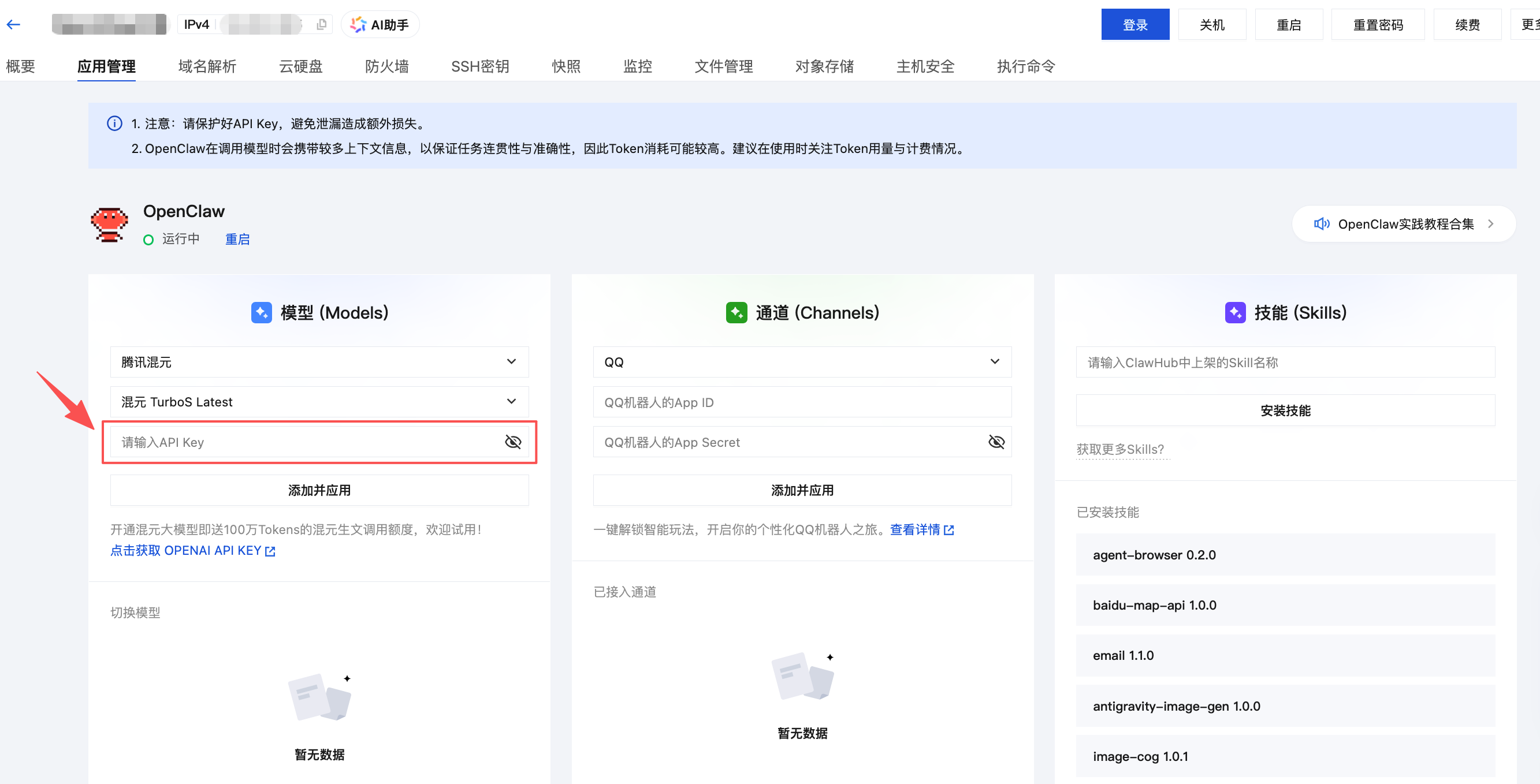 模型 API Key 配置