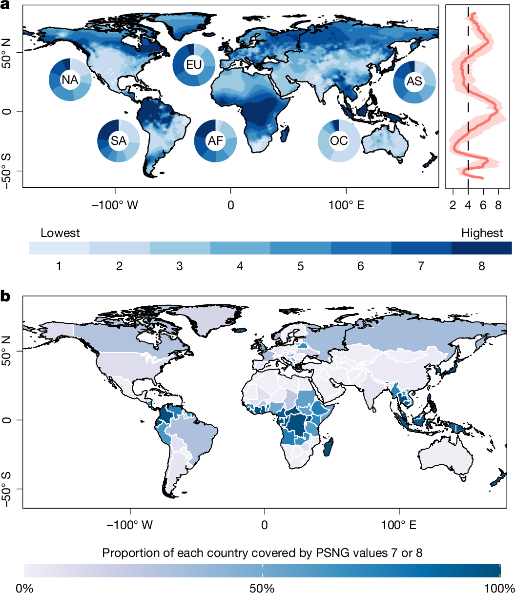 Fig. 3: Global priority for siting new gauges (PSNG) under historical period (1900–2022).