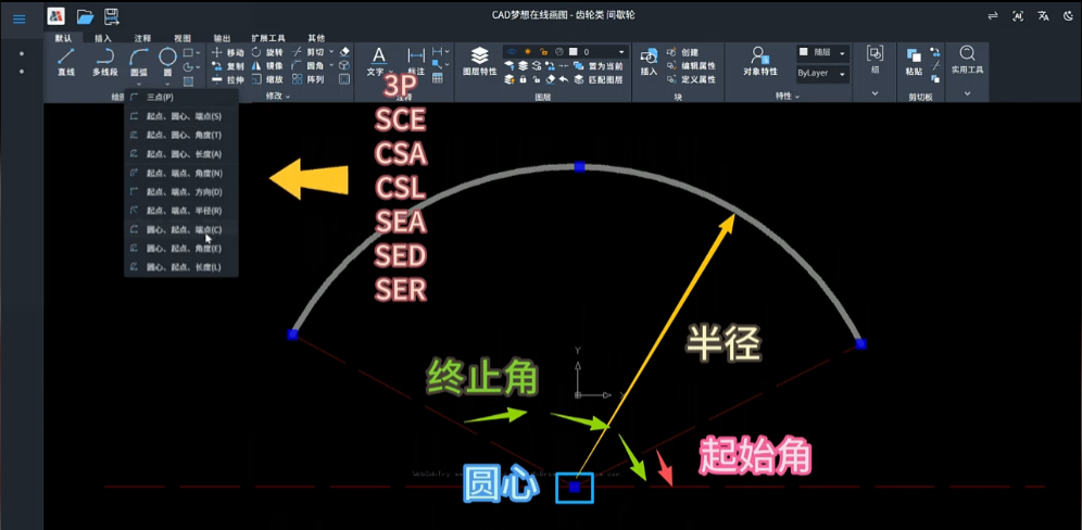 JS在web端实现AutoCAD的圆弧功能（网页CAD插件）