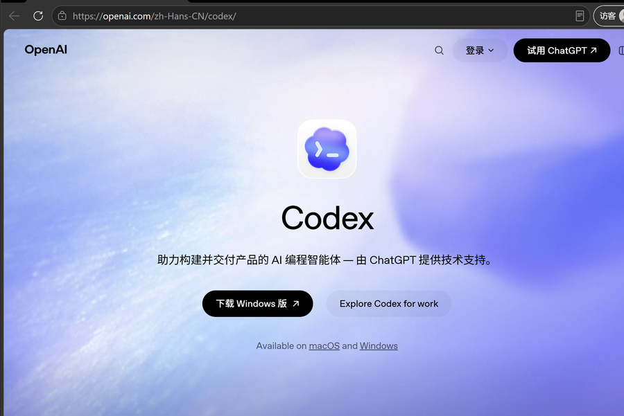 图1：Codex桌面端下载入口