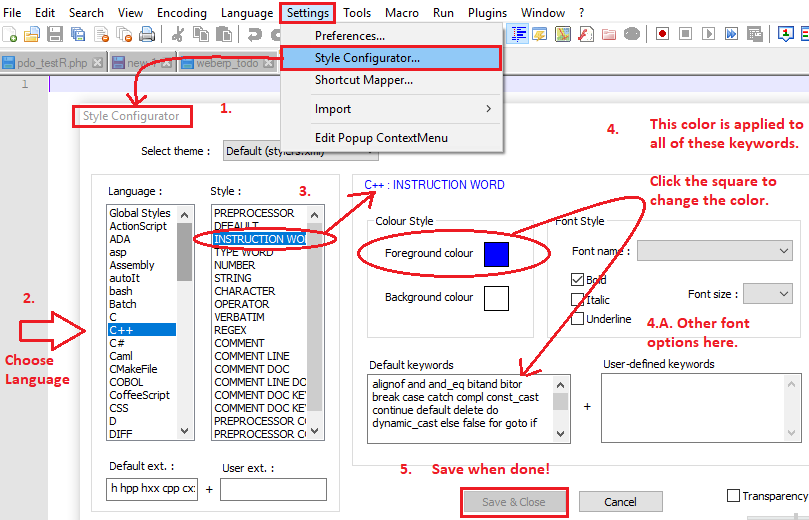 如何在Notepad++中更改字体颜色以突出显示(而不是全局更改)？-腾讯云开发者社区-腾讯云