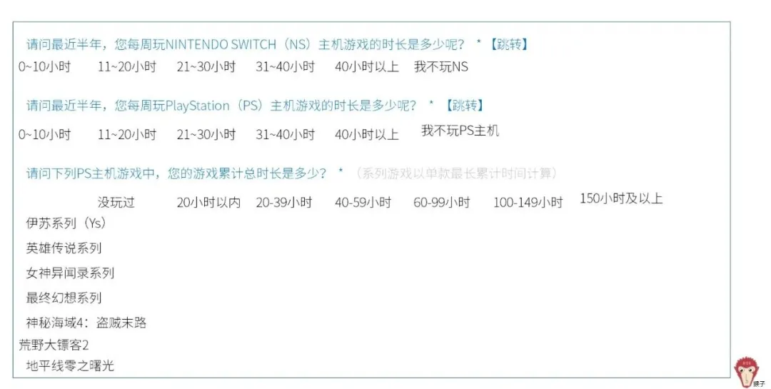 （用户对主机游戏的接触）