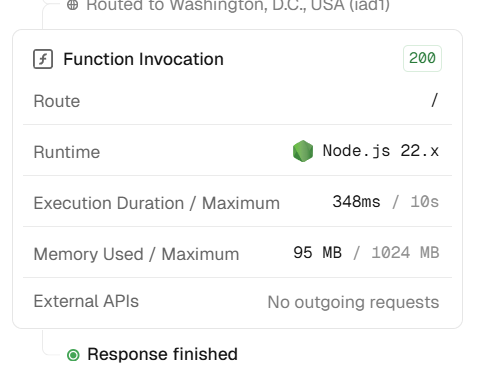 请求处理 详细数据（冷启动）