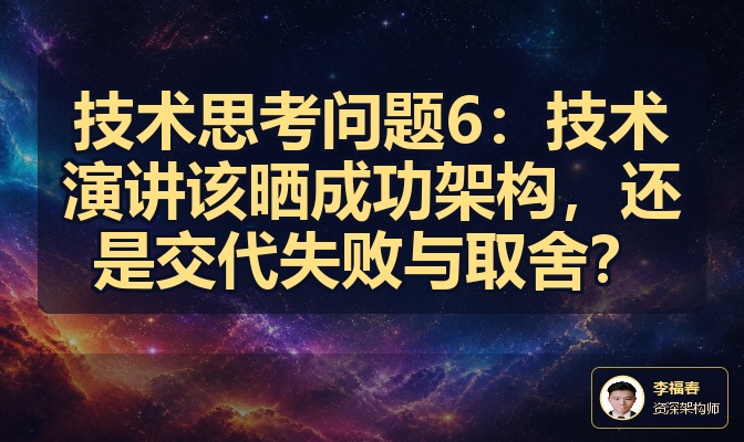技术思考问题6：技术演讲该晒成功架构，还是交代失败与取舍？
