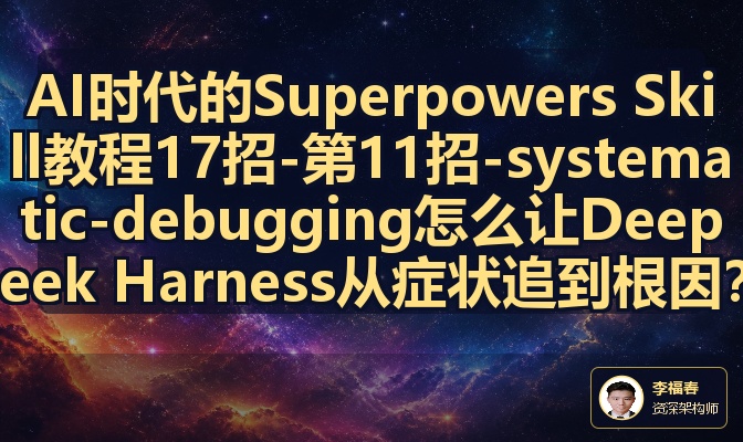 AI时代的Superpowers Skill教程17招-第11招-systematic-debugging怎么让DeepSeek Harness从症状追到根因？