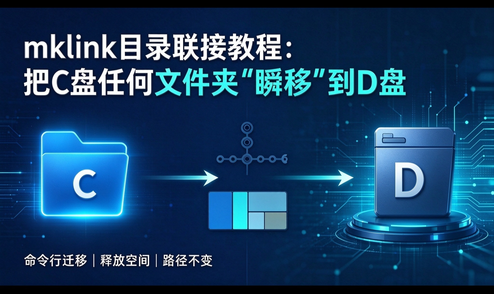 mklink目录联接教程：把C盘任何文件夹"瞬移"到D盘