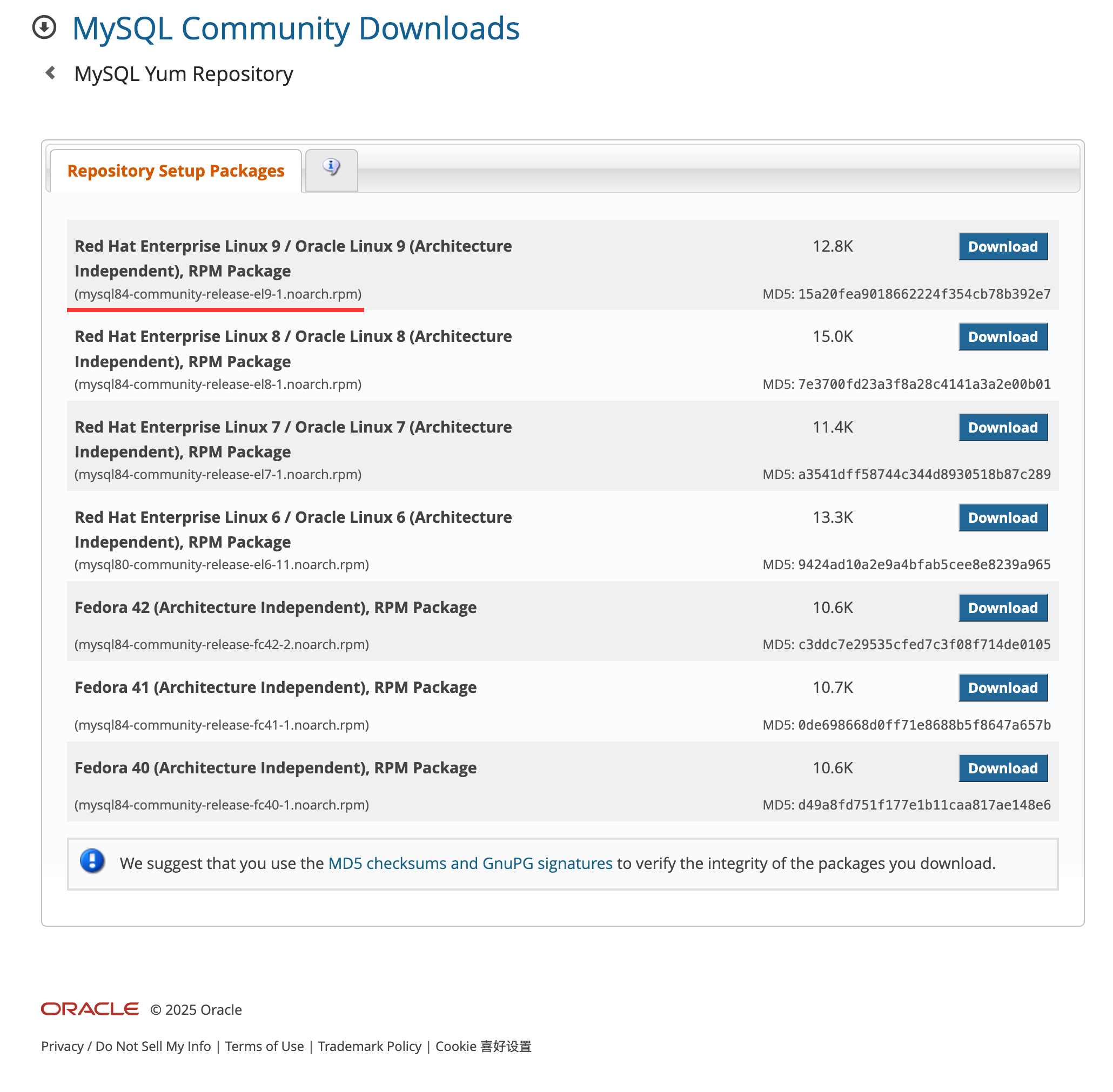 MySQL官网的 Yum 源