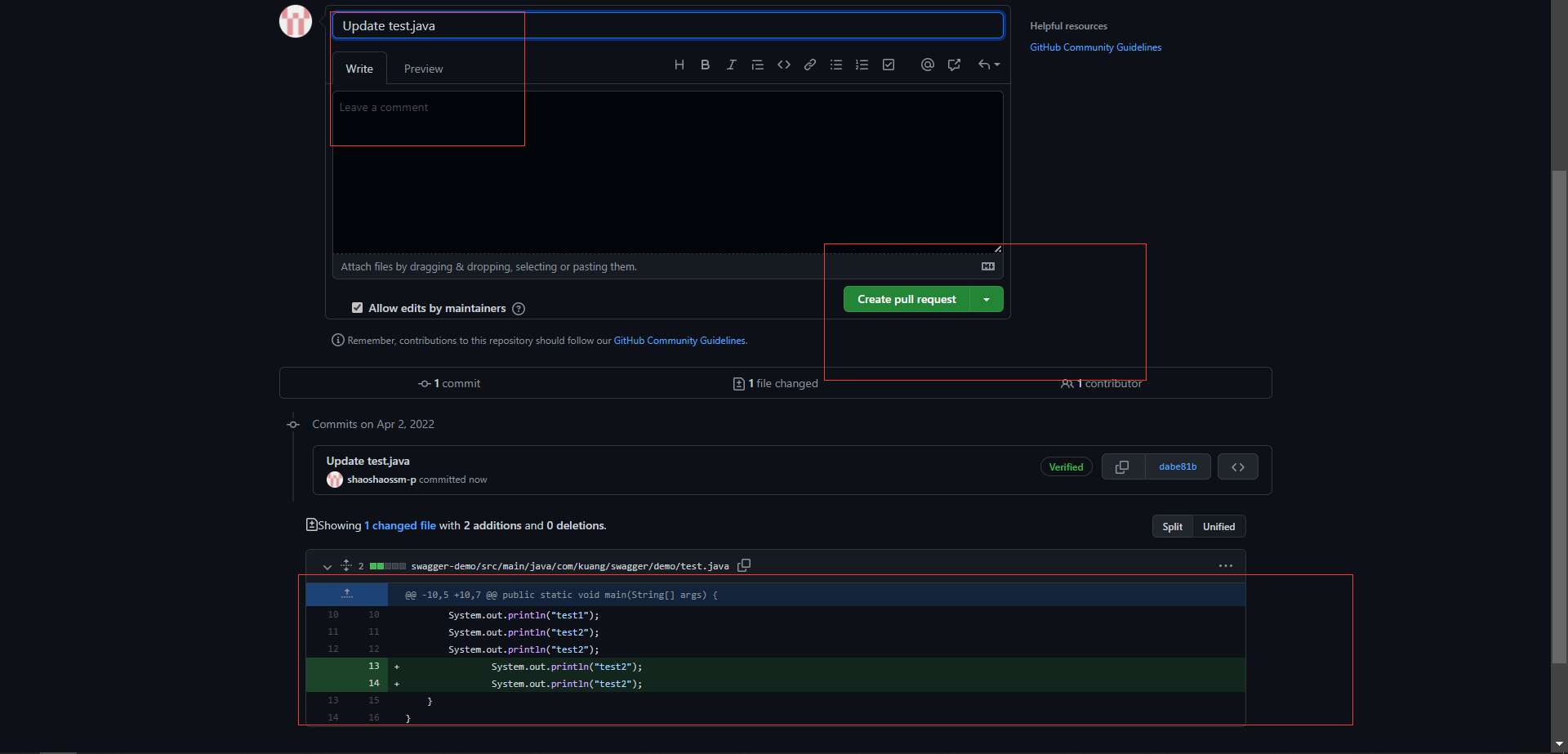 create pull request