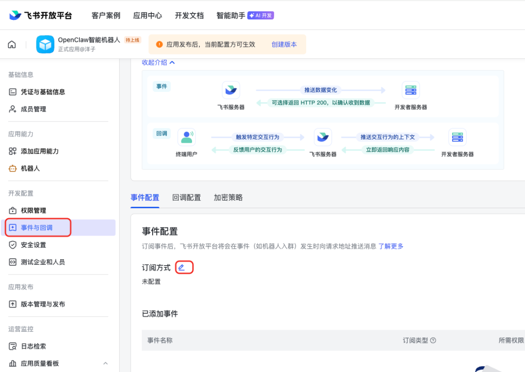 权限配置 - 步骤1  订阅方式：长连接