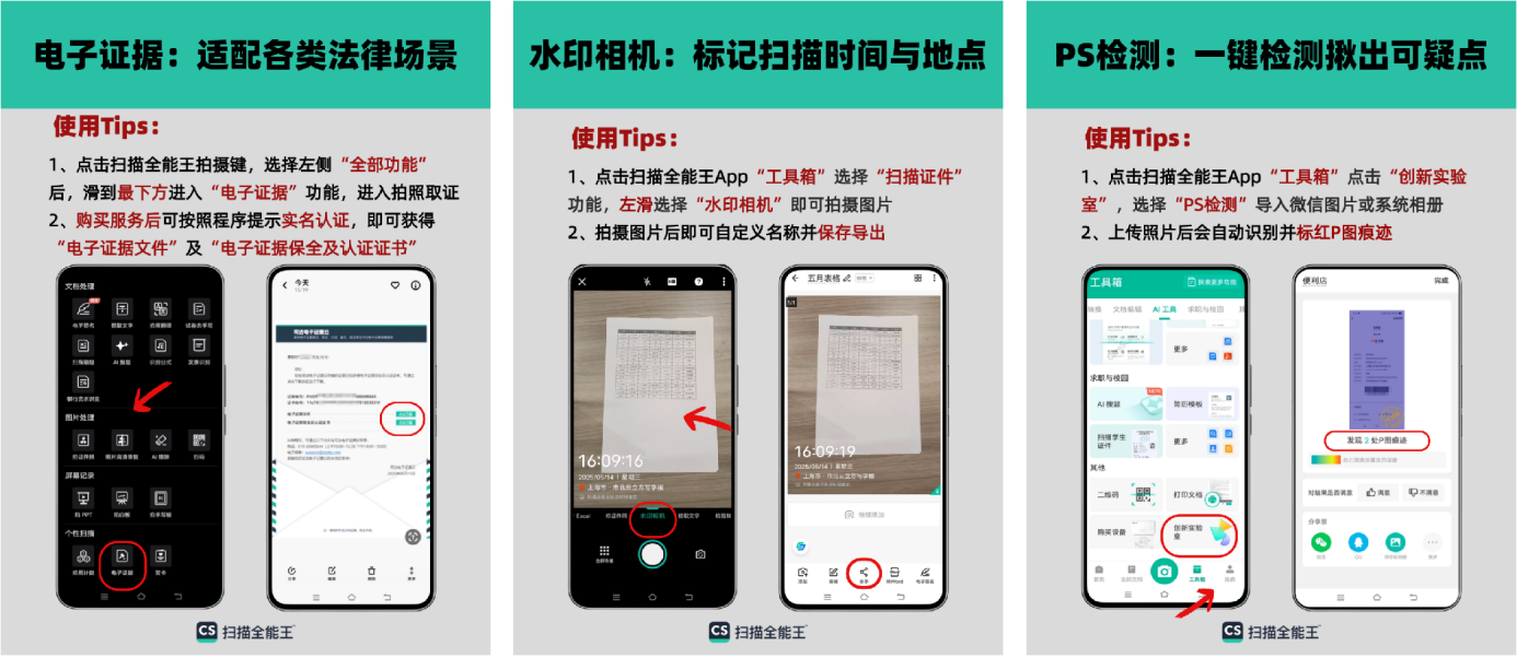 图说：扫描全能王“AI工具箱”功能使用指南