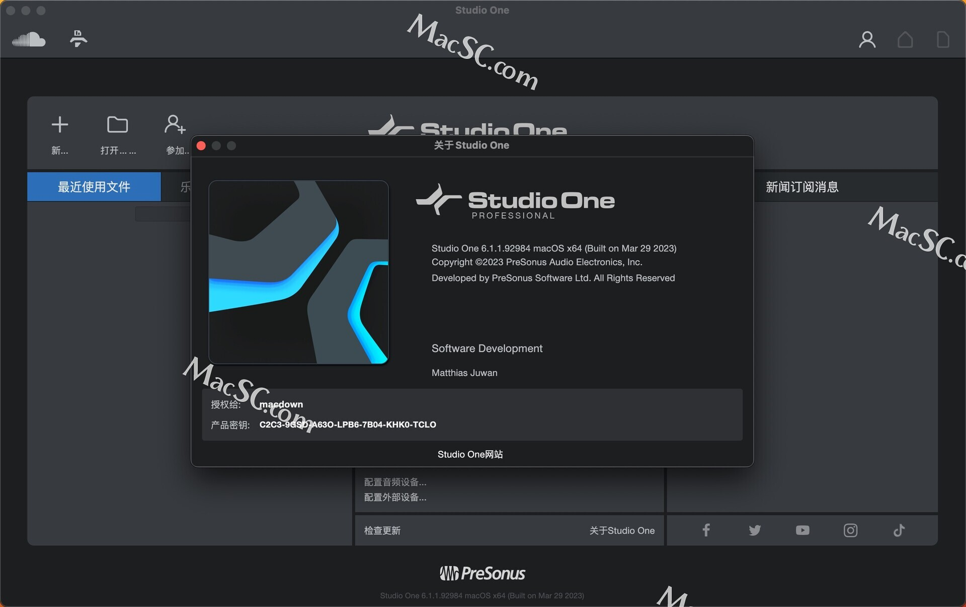 PreSonus Studio One 6 Pro for mac(音乐创作编辑软件)v6.1.1永久激活版