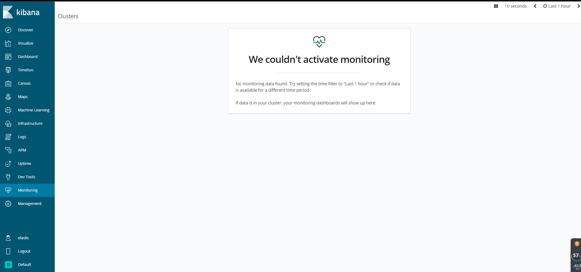 ES6.8.2 kibana的monitoring访问报错We couldn't activate monitoring处理过程