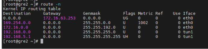 图1-8  Linux受控主机侧GRE隧道路由信息