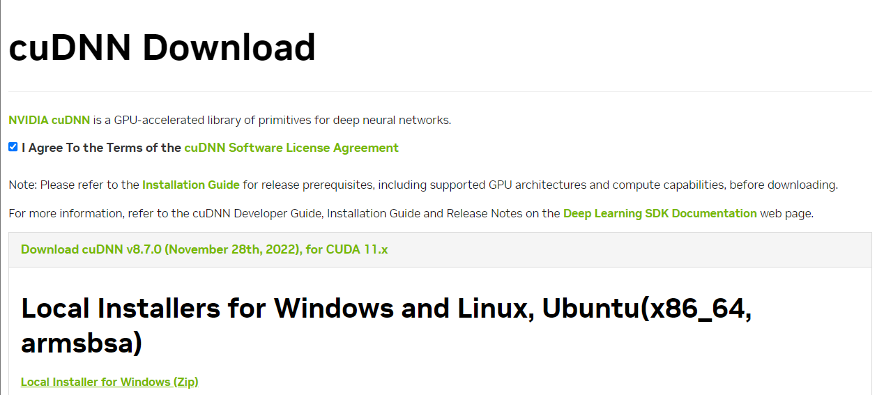 最新的是cuDNN for CUDA 11.x（好像也适配CUDA12.0）
