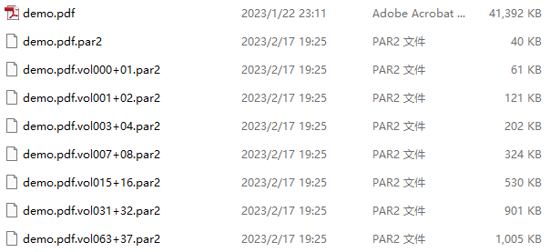 demo.pdf 和创建好的 par 文件