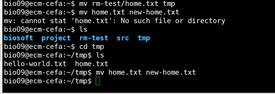 将home.txt移动到tmp文件夹，将home.txt重命名为new-home.txt