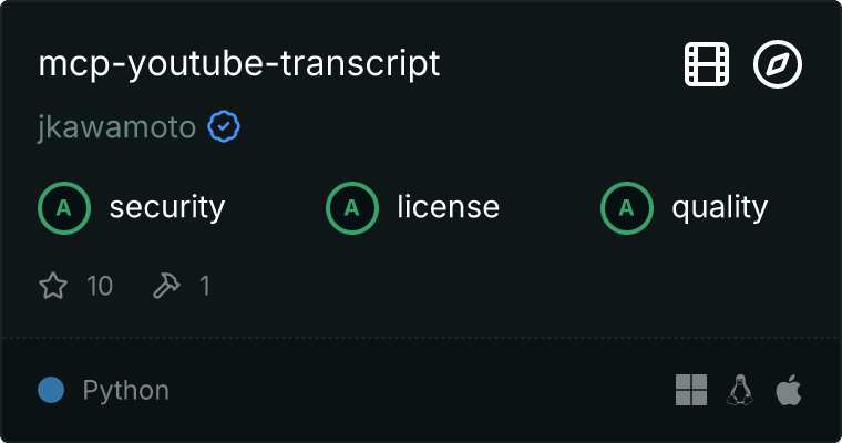 YouTube 字幕服务器 MCP 服务器